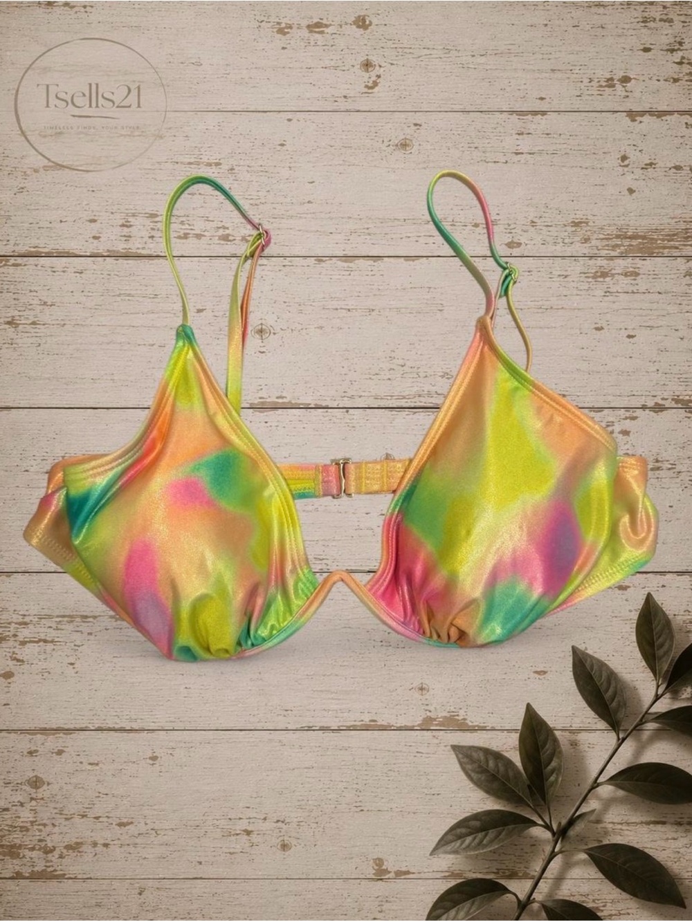 No Boundaries Neon Tie-Dye Underwire Bikini Top - Size XL